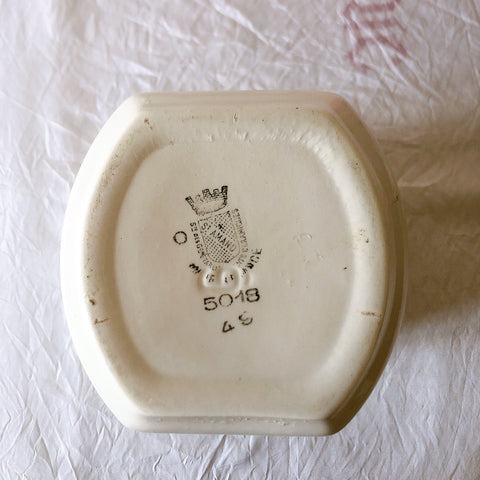 フランスアンティーク サンタマン バスク柄陶器キャニスター 「イエロー・ブルー」 フランスアンティーク食器　ブロカント　蚤の市