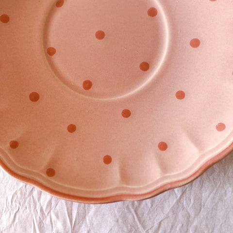 サラン SALINS 花リムカップアンドソーサー　ピンクドット柄　フランスアンティーク食器 フランス蚤の市・ブロカント