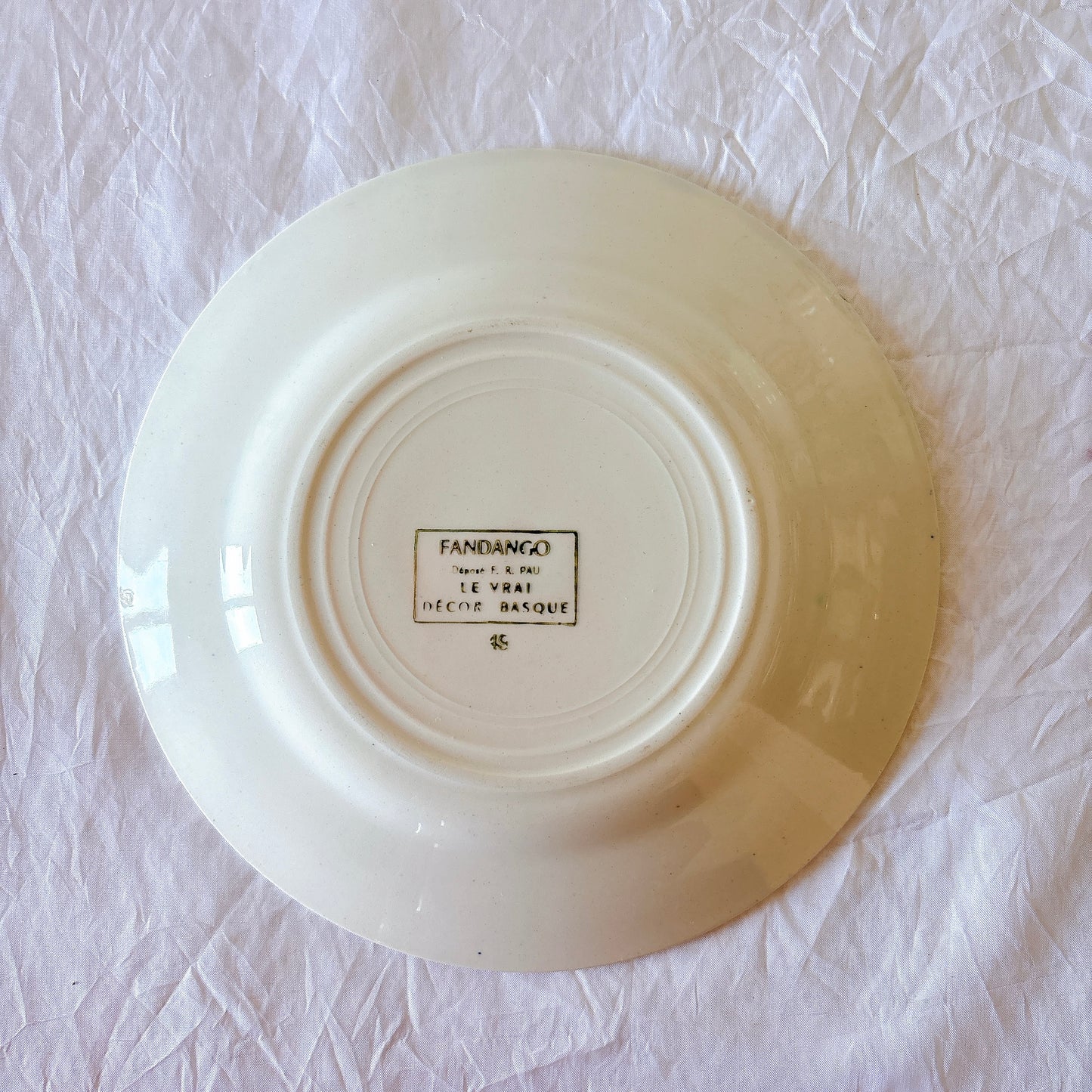 フランスアンティーク ディゴワンサルグミンヌ FANDANGO バスク柄デザートプレート ヴィンテージ陶器　ブロカント　