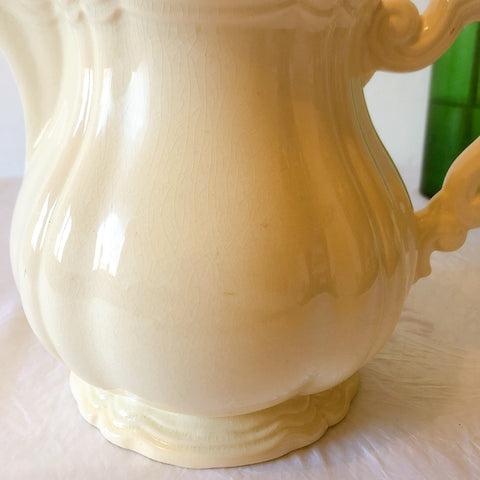 ディゴワンサルグミンヌ Digoin＆sarreguemines 花リム ティー/コーヒーポット フランスアンティーク食器 フランス蚤の市・ブロカント