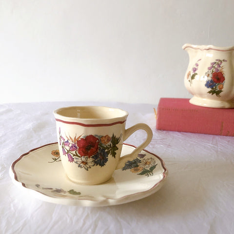 ディゴワンサルグミンヌ Digoin＆sarreguemines アグレスト コーヒーカップ＆ソーサー２客セット フランスアンティーク食器 フランス蚤の市・ブロカント