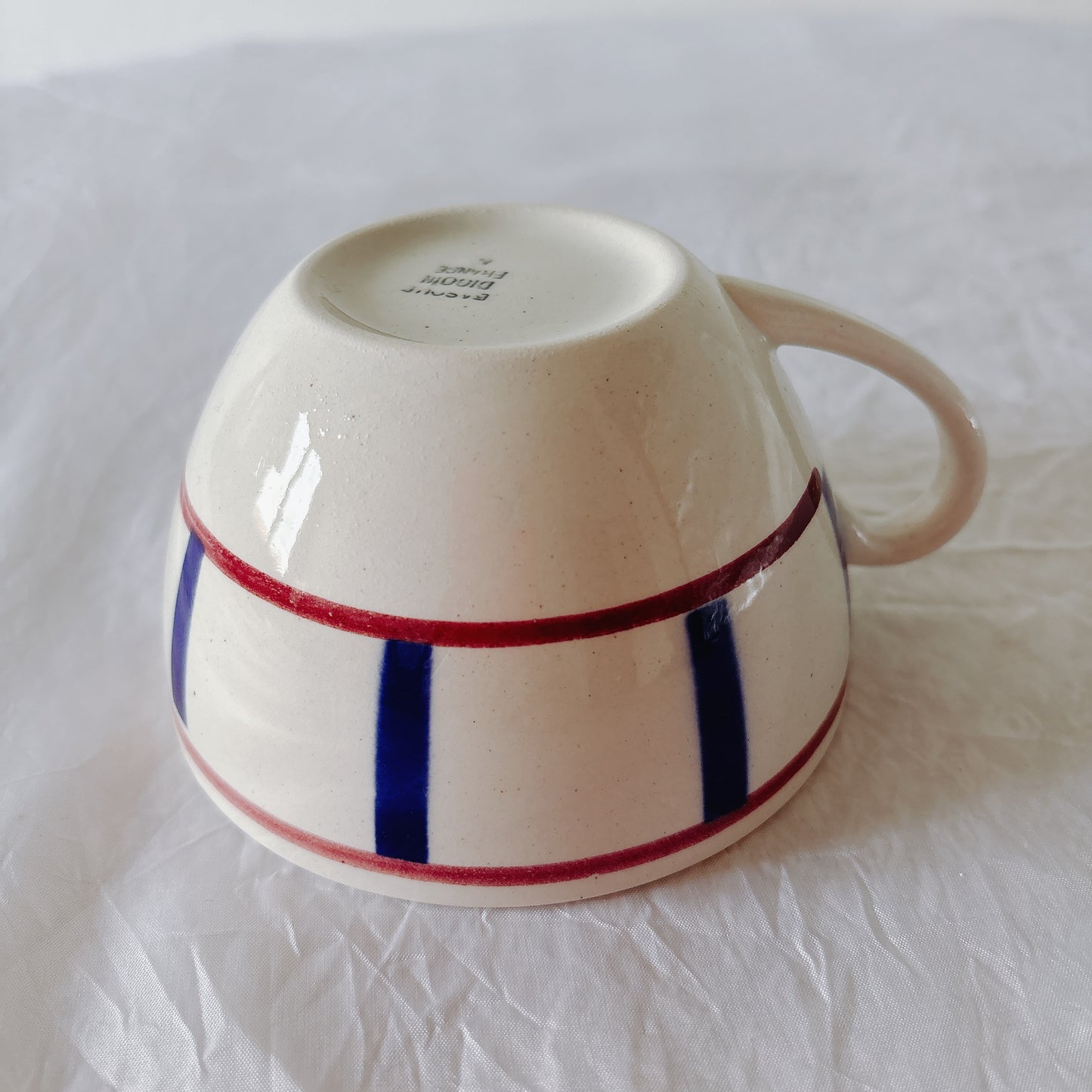 ディゴワンサルグミンヌ バスク柄 コーヒーカップ 200ml『ルージュ・マリン』 フランスアンティーク食器 蚤の市　ブロカント　バスク柄食器