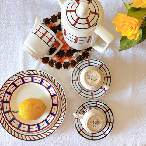 サンタマン　St Amand Nord「Vincennes」バスク柄 ヴィンテージプレート｜フランスアンティーク食器