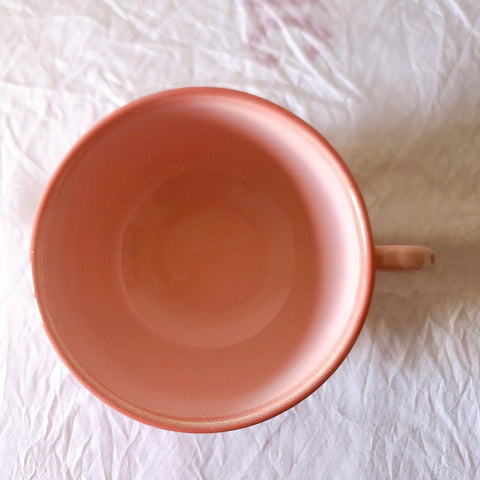 サラン SALINS 花リムカップアンドソーサー　ピンクドット柄　フランスアンティーク食器 フランス蚤の市・ブロカント