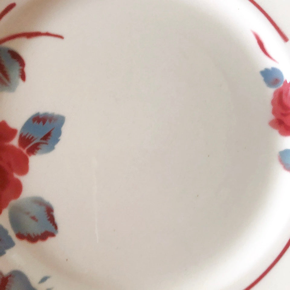 フランスアンティーク　バドンヴィレー　バラ柄ディナープレート　平皿　フランスアンティーク食器 ブロカントアンティーク 蚤の市