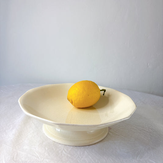 サンタマン １２角形コンポート皿 コンポティエ アイボリー フランスアンティーク食器 ブロカント 蚤の市