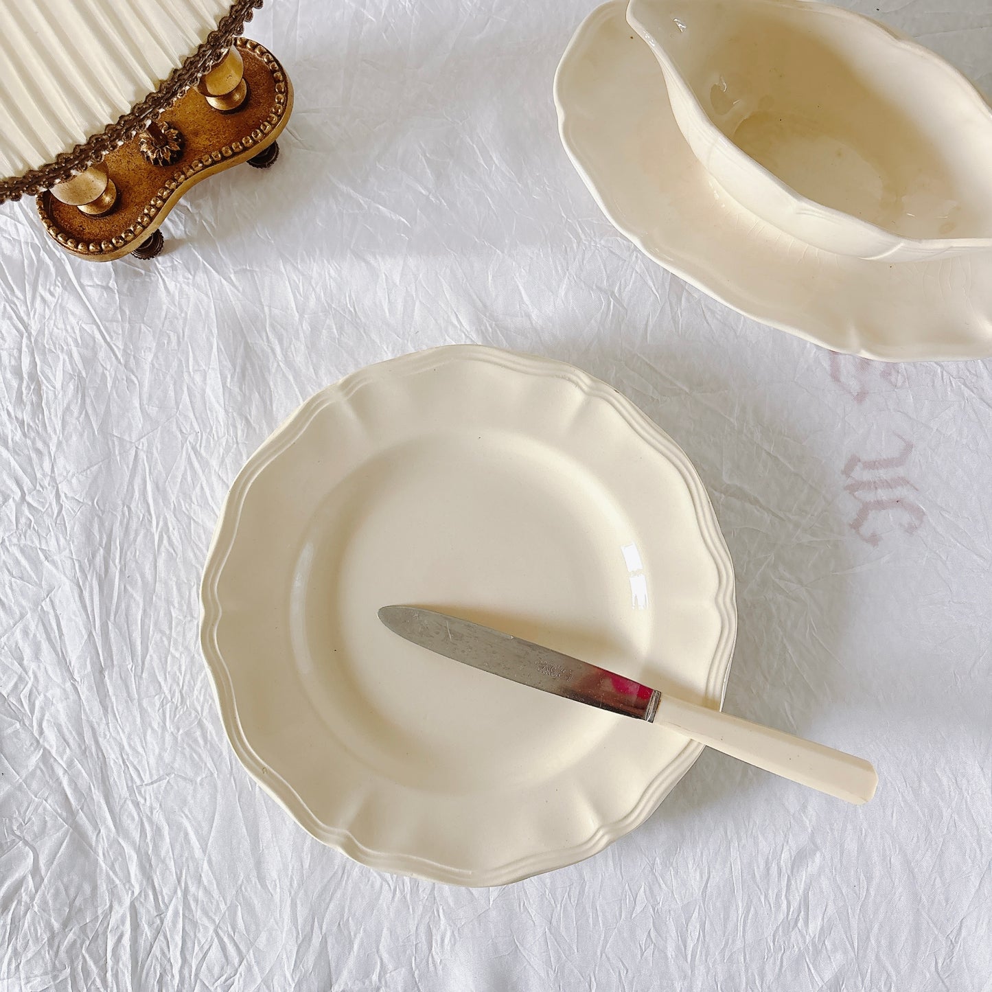 フランス ディゴワン＆サルグミンヌ 花リム ディナープレート 平皿 フランスアンティーク食器 ブロカント　蚤の市