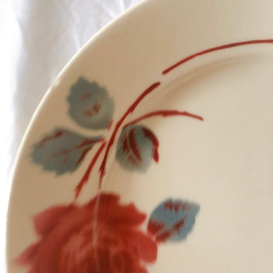 フランスアンティーク　バドンヴィレー　バラ柄ディナープレート　平皿　フランスアンティーク食器 ブロカントアンティーク 蚤の市