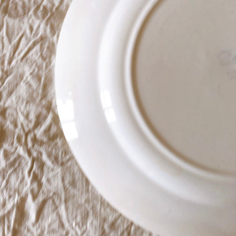 クレイユモントロー HBCM Béarn  バスク柄 大皿 ラウンドプレート26.4　レッドｘブルー　フランスアンティーク食器　バスク柄プレート　ブロカント 蚤の市