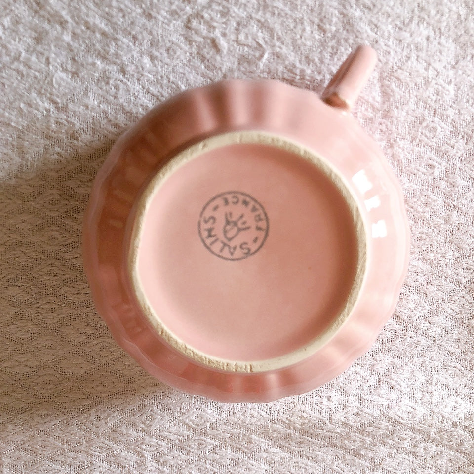サラン SALINS 花リムカップ＆ソーサー　ピンク フランスアンティーク食器 フランス蚤の市・ブロカント