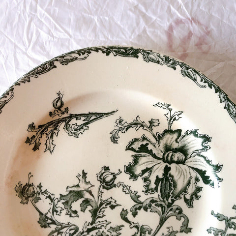 ヴィエイヤーボルドー ディナープレート／平皿 DATURA　ボタニカル模様 フランスアンティーク食器 ブロカントアンティーク　蚤の市