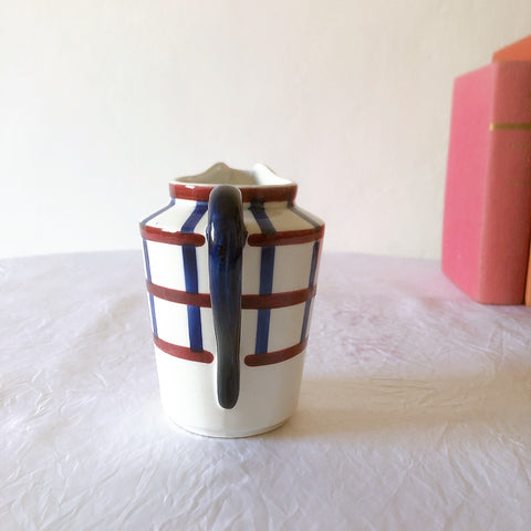 クレイユモントロー HBCM Béarn バスク柄 ミルクポット「レッド・ブルー」フランスアンティーク食器 ブロカントアンティークス　バスク柄食器