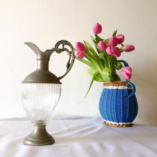 フランス ETAIN DU MANOIR Etain エタン(ピューター)製デカンタ、カラフェ ピシェ ピッチャー 水さし フランスアンティーク食器 蚤の市 ブロカントアンティーク