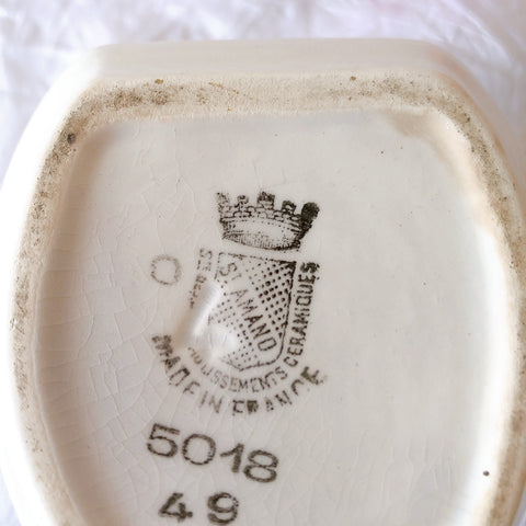 フランスアンティーク サンタマン バスク柄陶器キャニスター 「イエロー・ブルー」 フランスアンティーク食器　ブロカント　蚤の市