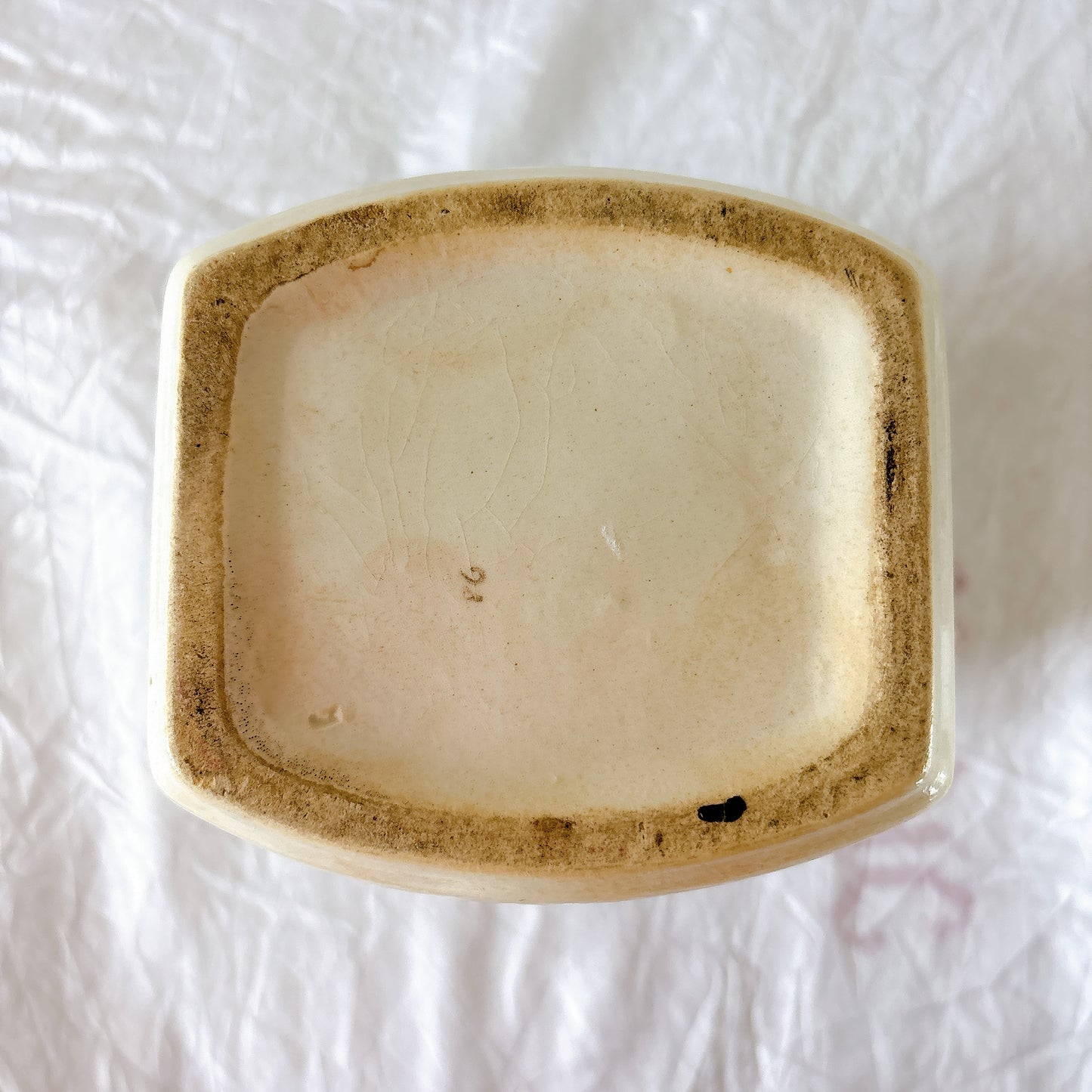 フランスヴィンテージ  アールデコ調幾何学模様　陶器キャニスター  フランスアンティーク食器　ブロカント　蚤の市