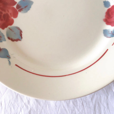 フランスアンティーク　バドンヴィレー　バラ柄ディナープレート　平皿　フランスアンティーク食器 ブロカントアンティーク 蚤の市