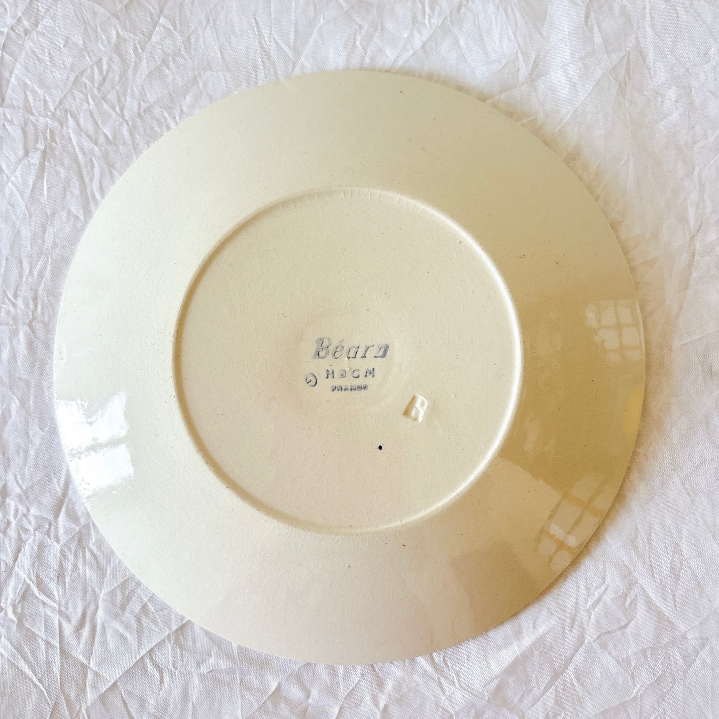 クレイユモントロー HBCM Béarn バスク柄カップ＆ソーサー「イエローｘブルー」 フランスアンティーク食器 ブロカント バスク柄アンティーク
