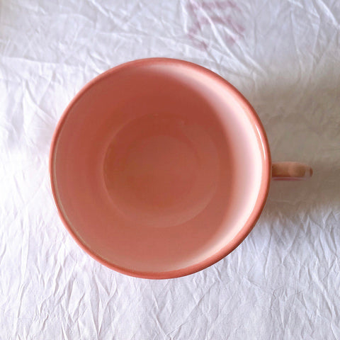 サラン SALINS 花リムカップアンドソーサー　ピンクドット柄　フランスアンティーク食器 フランス蚤の市・ブロカント