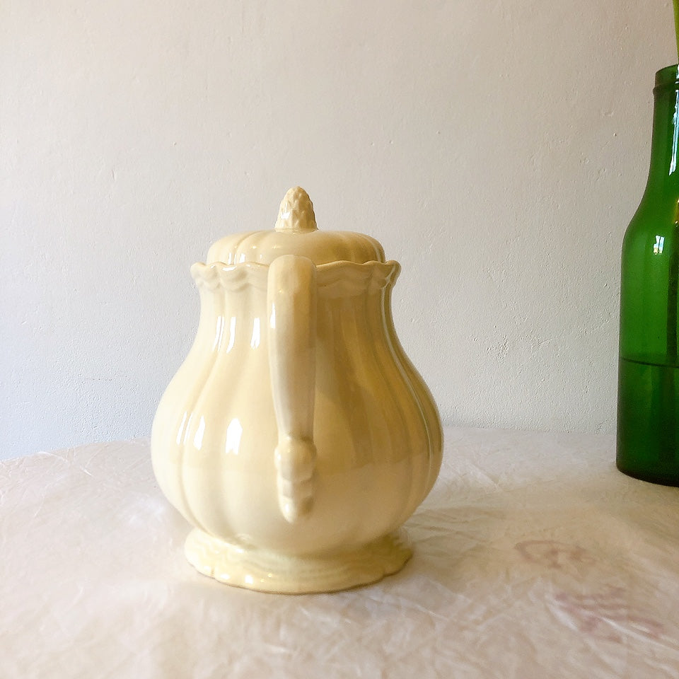 ディゴワンサルグミンヌ Digoin＆sarreguemines 花リム ティー/コーヒーポット フランスアンティーク食器 フランス蚤の市・ブロカント