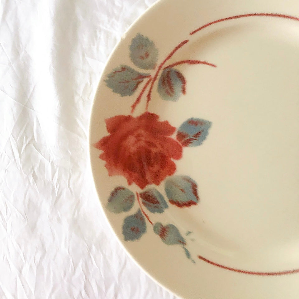 フランスアンティーク　バドンヴィレー　バラ柄ディナープレート　平皿　フランスアンティーク食器 ブロカントアンティーク 蚤の市