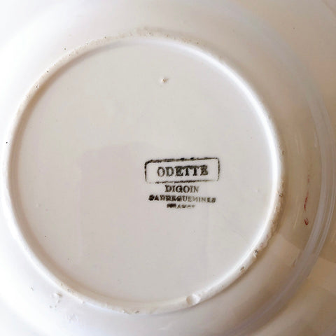 ディゴワンサルグミンヌ Digoin&sarregumines ”ODETTE” 深皿  B 赤　フランスアンティーク食器　ブロカント　蚤の市