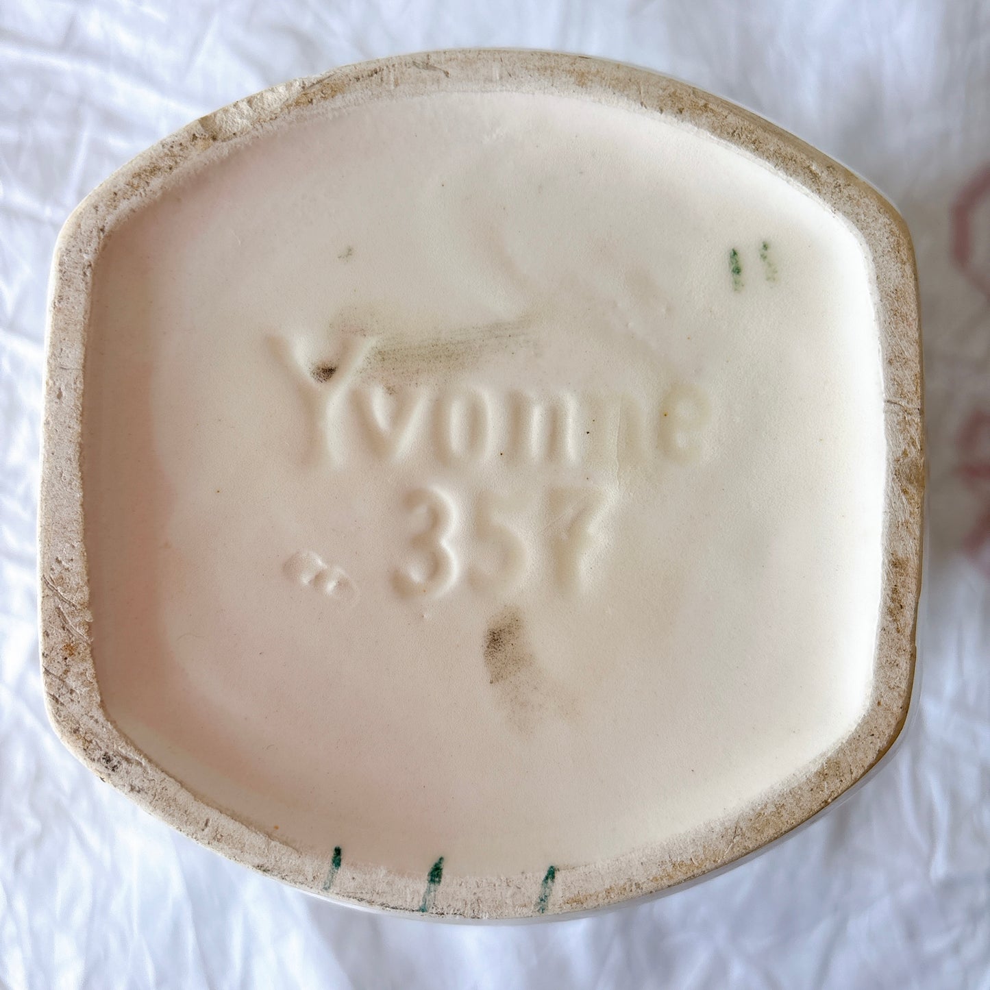 フランスヴィンテージ  アールデコ幾何学模様　陶器キャニスター  フランスアンティーク食器　ブロカント　蚤の市