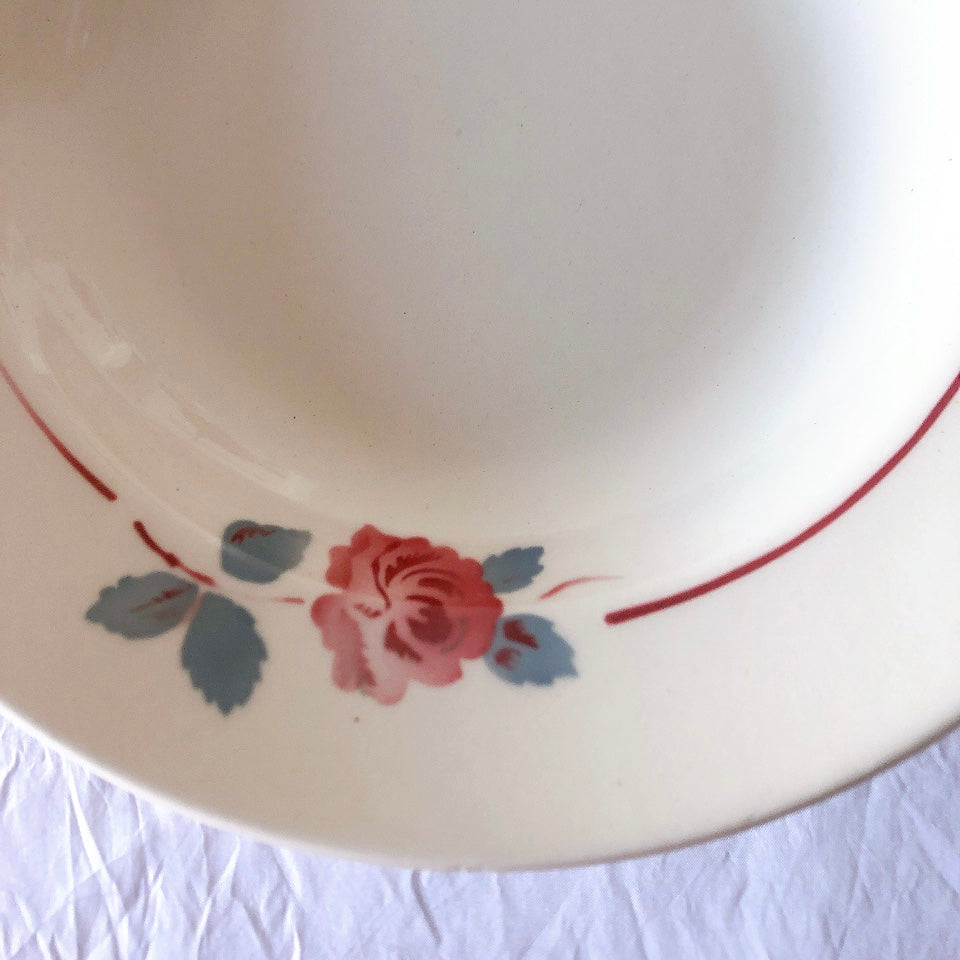フランスアンティーク　バドンヴィレー　バラ柄スーププレート　深皿　フランスアンティーク食器 ブロカントアンティーク 蚤の市