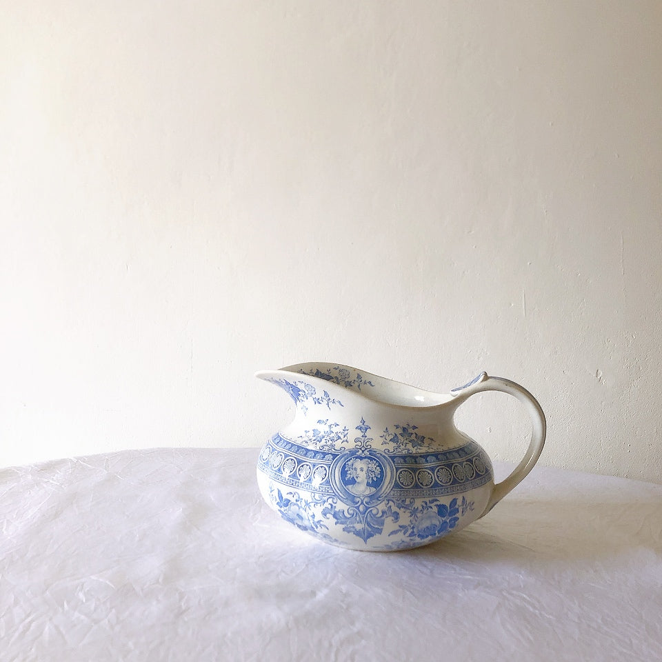 フランスアンティーク UCサルグミンヌ　パリジア　parisia ブルー ピッチャー ピシェ 水差し アンティーク食器 ブロカント 蚤の市