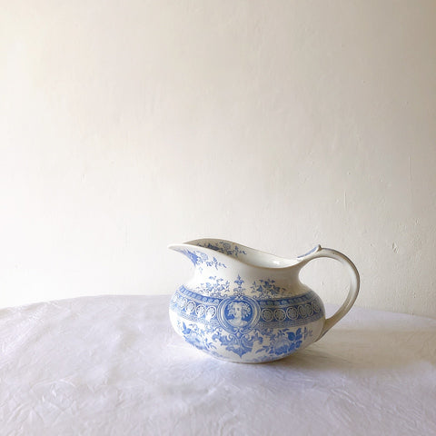 フランスアンティーク UCサルグミンヌ　パリジア　parisia ブルー ピッチャー ピシェ 水差し アンティーク食器 ブロカント 蚤の市