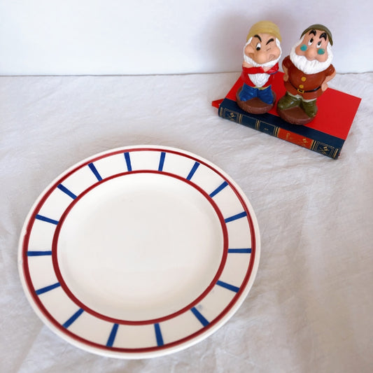 ディゴワンサルグミンヌ バスク柄プレート 大皿 27.5cm『ルージュ・マリン』フランスアンティーク食器 フランス蚤の市・ブロカント バスク柄食器