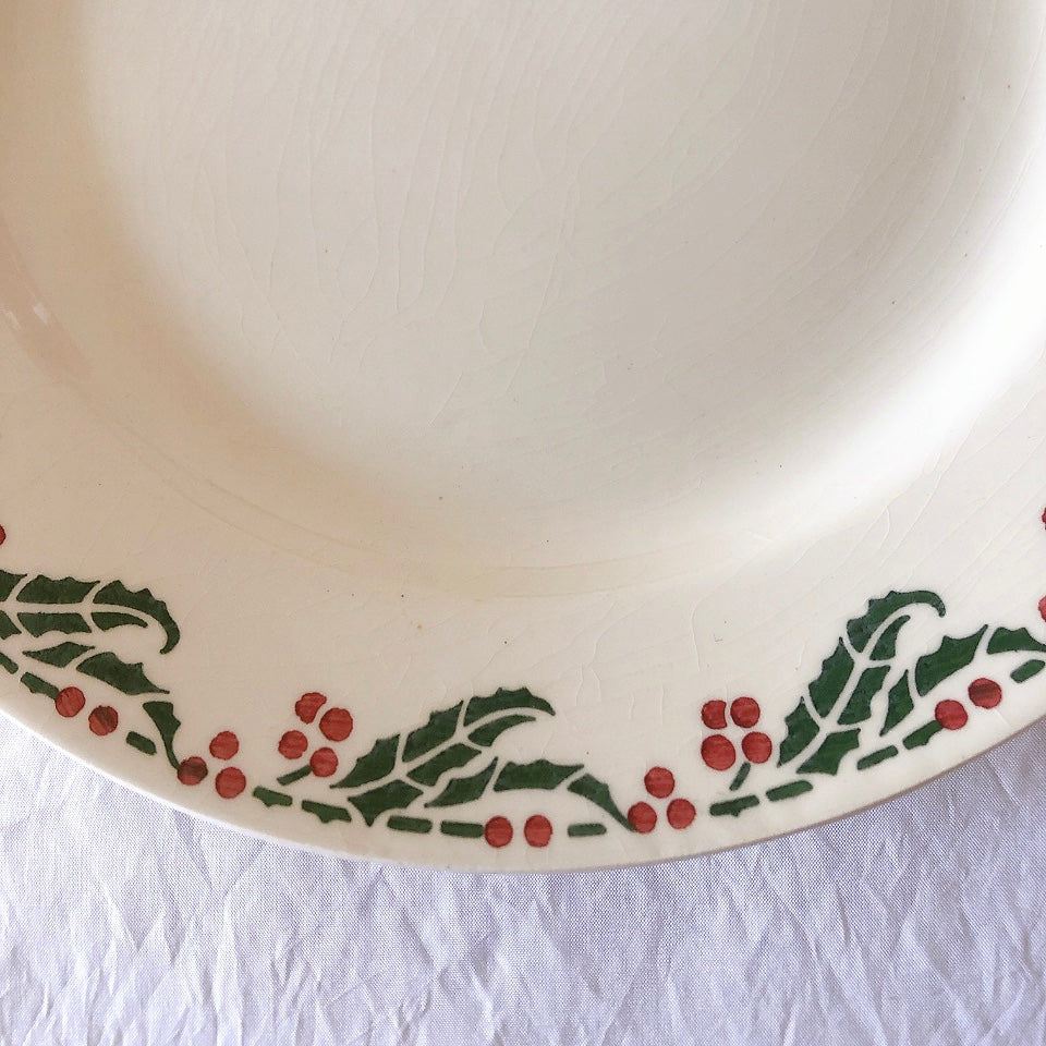 ご予約　フランスアンティーク クレイユモントロー HOUX　柊　ディナープレート　平皿 3枚セット　フランスアンティーク食器　ブロカント　蚤の市