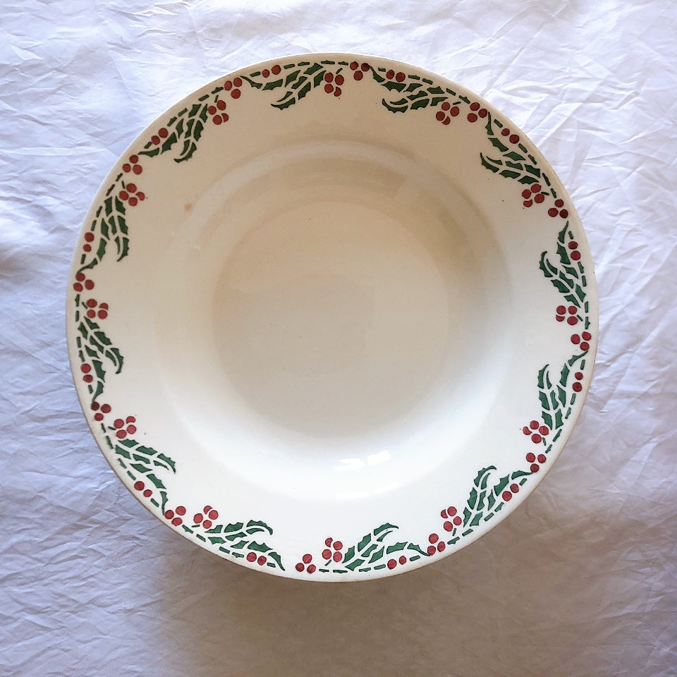 ご予約フランスアンティーク クレイユモントロー HOUX　柊　スーププレート・深皿 フランスアンティーク食器　ブロカント　蚤の市