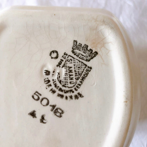 フランスアンティーク サンタマン バスク柄陶器キャニスター 「イエロー・ブルー」 フランスアンティーク食器　ブロカント　蚤の市