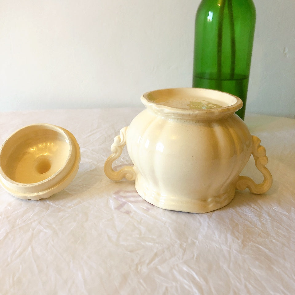 ディゴワンサルグミンヌ Digoin＆sarreguemines 花リム シュガーポット フランスアンティーク食器 フランス蚤の市・ブロカント