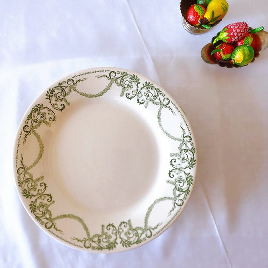 クレイユモントロー 『ナポレオン』グリーン コンポティエ、ケーキスタンド フランスアンティーク食器 ブロカントアンティーク 蚤の市