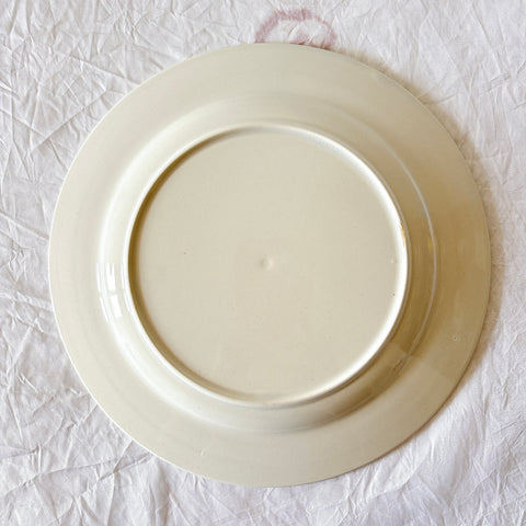 バドンヴィレー デザートプレート/平皿 19.8㎝ バスク柄『レッド・ブルー』 フランスアンティーク食器 フランス蚤の市 ブロカント
