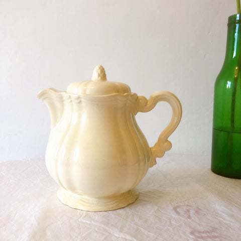 ディゴワンサルグミンヌ Digoin＆sarreguemines 花リム ティー/コーヒーポット フランスアンティーク食器 フランス蚤の市・ブロカント