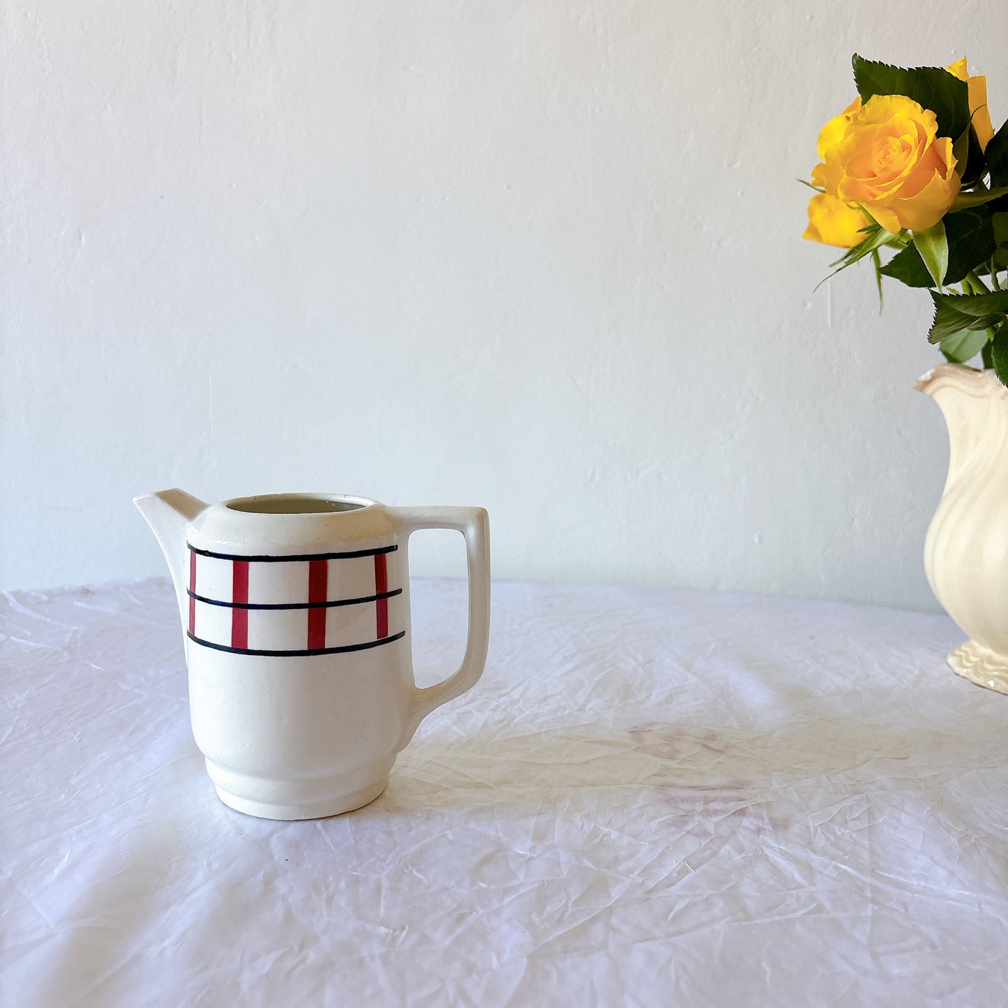 St Amand バスク柄 クリーマー 赤×青 手描き