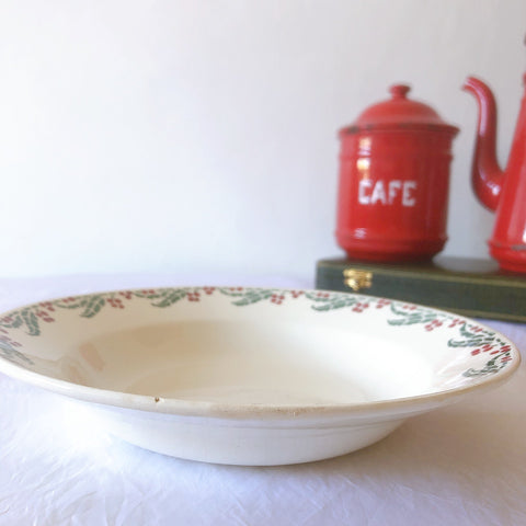 ご予約フランスアンティーク クレイユモントロー HOUX　柊　スーププレート・深皿 フランスアンティーク食器　ブロカント　蚤の市