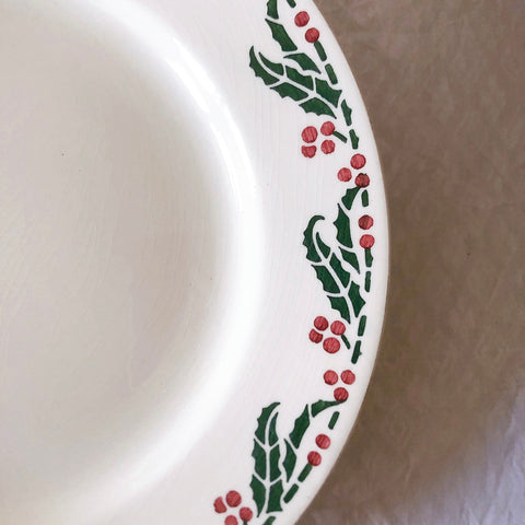 ご予約　フランスアンティーク クレイユモントロー HOUX　柊　ディナープレート　平皿 3枚セット　フランスアンティーク食器　ブロカント　蚤の市