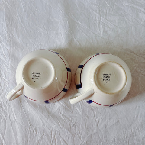 ディゴワンサルグミンヌ バスク柄 コーヒーカップ 200ml『ルージュ・マリン』 フランスアンティーク食器 蚤の市　ブロカント　バスク柄食器