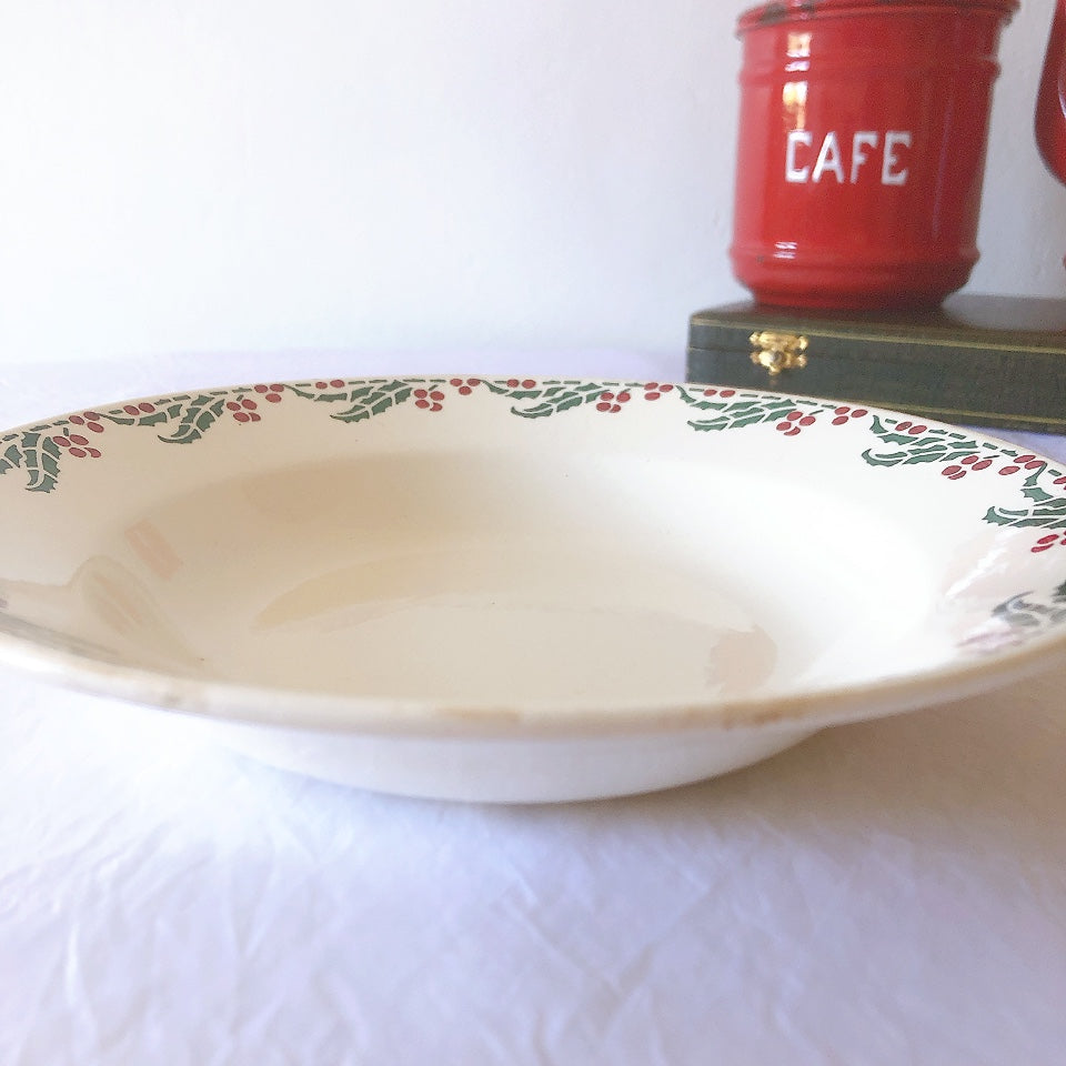 ご予約フランスアンティーク クレイユモントロー HOUX　柊　スーププレート・深皿 フランスアンティーク食器　ブロカント　蚤の市