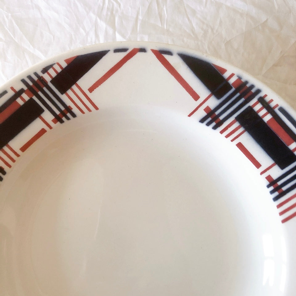 サンタマン　Saint amand バスク柄スーププレート、クルーズプレート フランスアンティーク食器 ブロカント 蚤の市