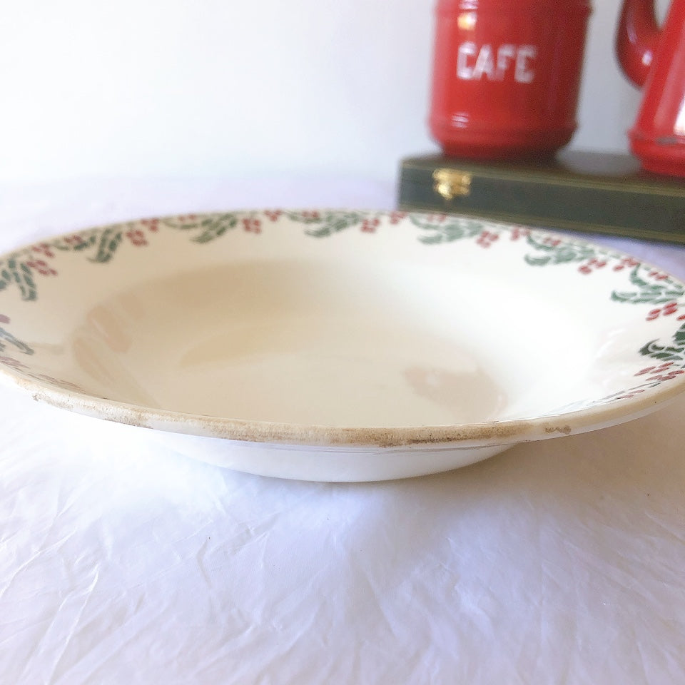 ご予約フランスアンティーク クレイユモントロー HOUX　柊　スーププレート・深皿 フランスアンティーク食器　ブロカント　蚤の市