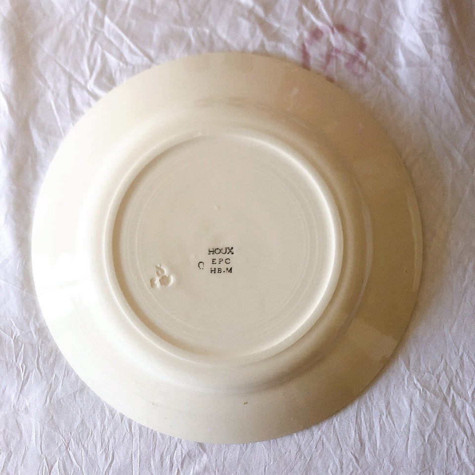 ご予約　フランスアンティーク クレイユモントロー HOUX　柊　ディナープレート　平皿 3枚セット　フランスアンティーク食器　ブロカント　蚤の市