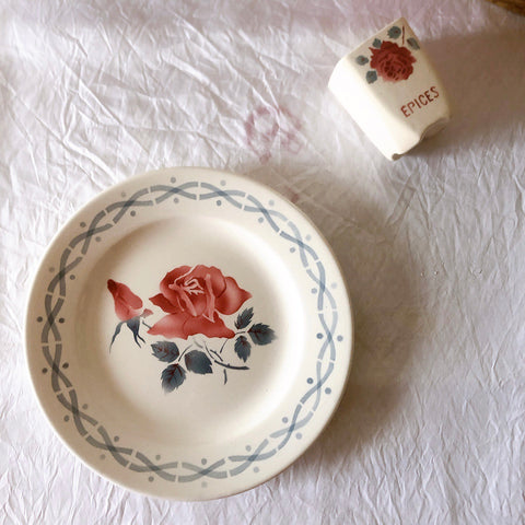 フランス ディゴワンサルグミンヌ   JANINE 花柄 デザートプレート  フランスアンティーク食器 フランス蚤の市・ブロカント