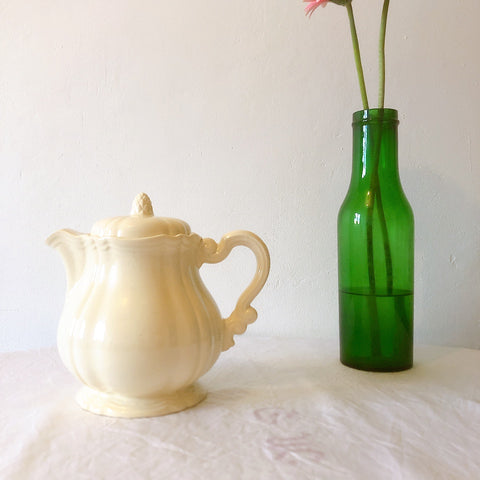 ディゴワンサルグミンヌ Digoin＆sarreguemines 花リム ティー/コーヒーポット フランスアンティーク食器 フランス蚤の市・ブロカント