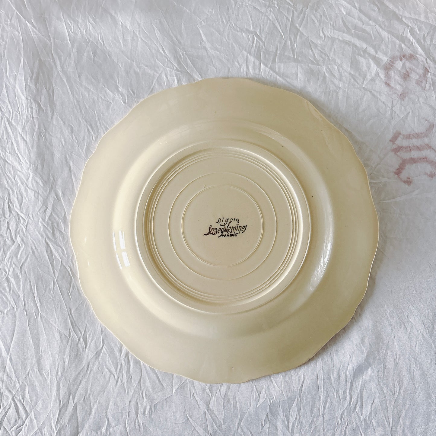 フランス ディゴワン＆サルグミンヌ 花リム ディナープレート 平皿 フランスアンティーク食器 ブロカント　蚤の市