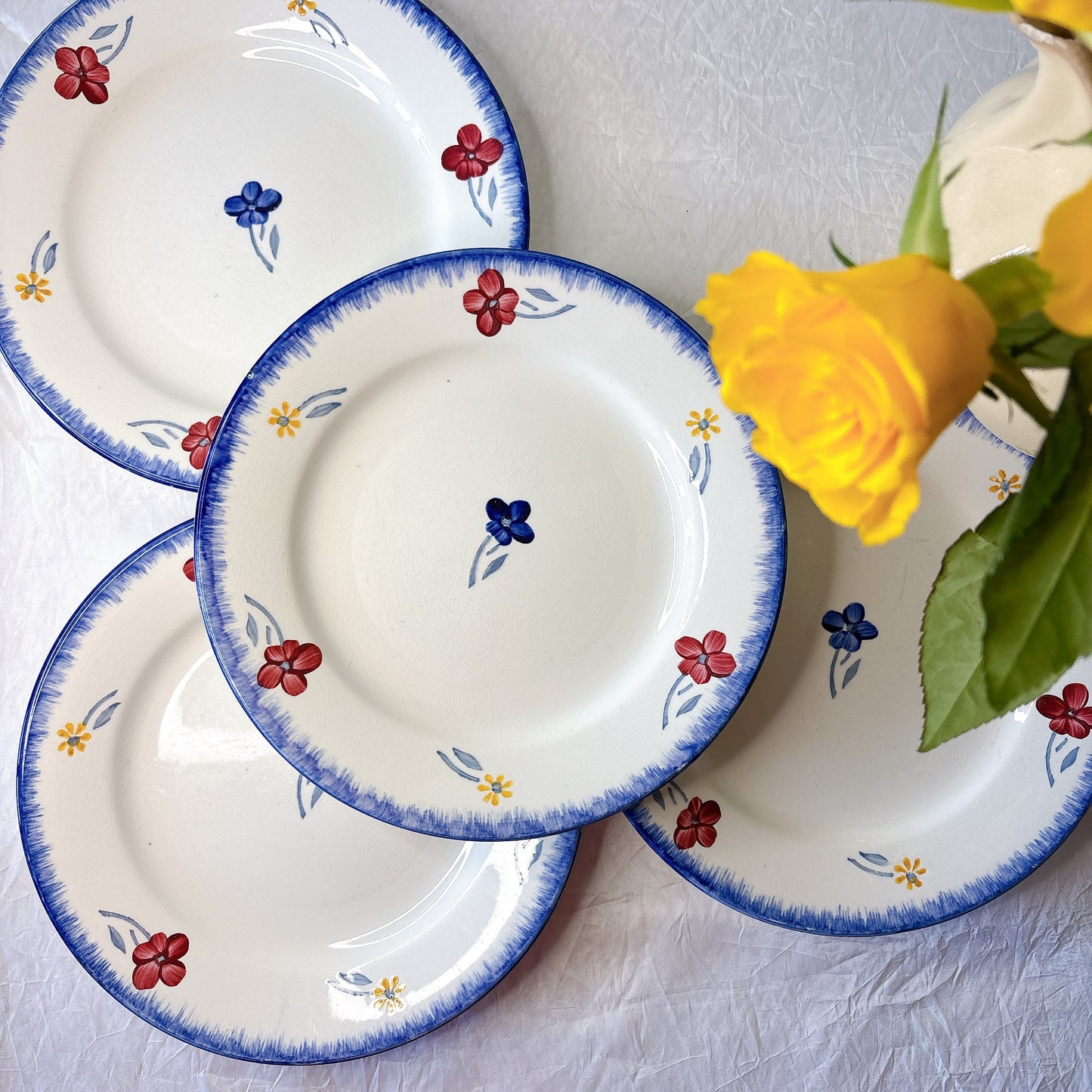 フランスアンティーク ディゴワンサルグミンヌ MARY LOU マリールー デザートプレート 花柄 Digoin Sarreguemines アンティーク食器