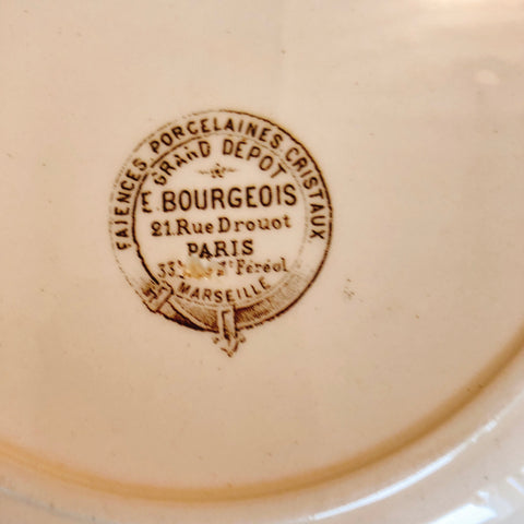 フランスアンティーク  E.Bourgeois エミールブルジョワ　ディナープレート 平皿 A フランスアンティーク食器 ブロカント 蚤の市